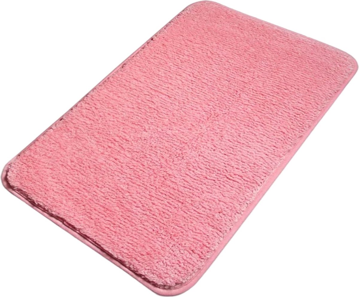 Roze 50 x 80 cm, premium badmat, antislip badkamertapijt, waterdichte badmat, badmat met zachte microvezels, douchemat, antislip