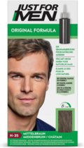 Just For Men Original Haarkleuring H35 Middenbruin - Haarverf voor Mannen - Professionele Grijsdekking in 5 Minuten - 100% Natuurlijke Uitstraling - Dekt tot 8 Weken - Vrij van Ammoniak