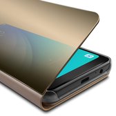 Hoesje geschikt voor Samsung Galaxy A55 - Privacy Screenprotector Volledig Dekkend Glas & Camera - Spiegel Book Case Goud