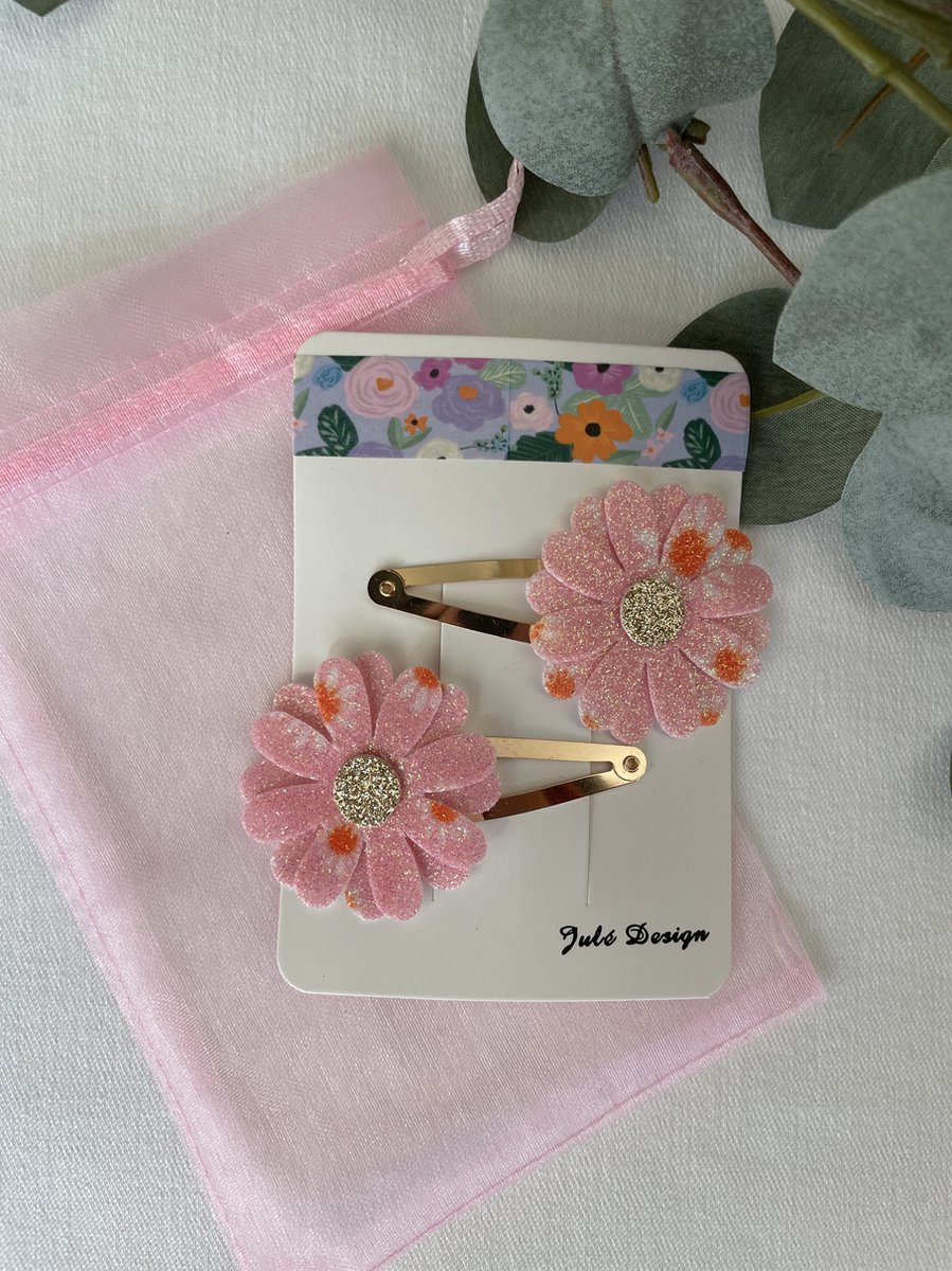 Julé Design haarspeldjes bloem roze