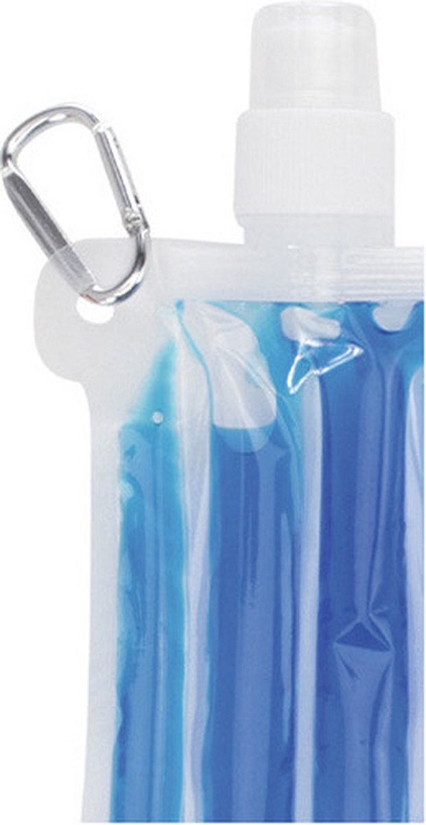 Drinkfles / waterfles bidon Opvouwbaar - blauw - navulbaar - met koelelement - 400 ml - festival/outdoor — afbeelding 3