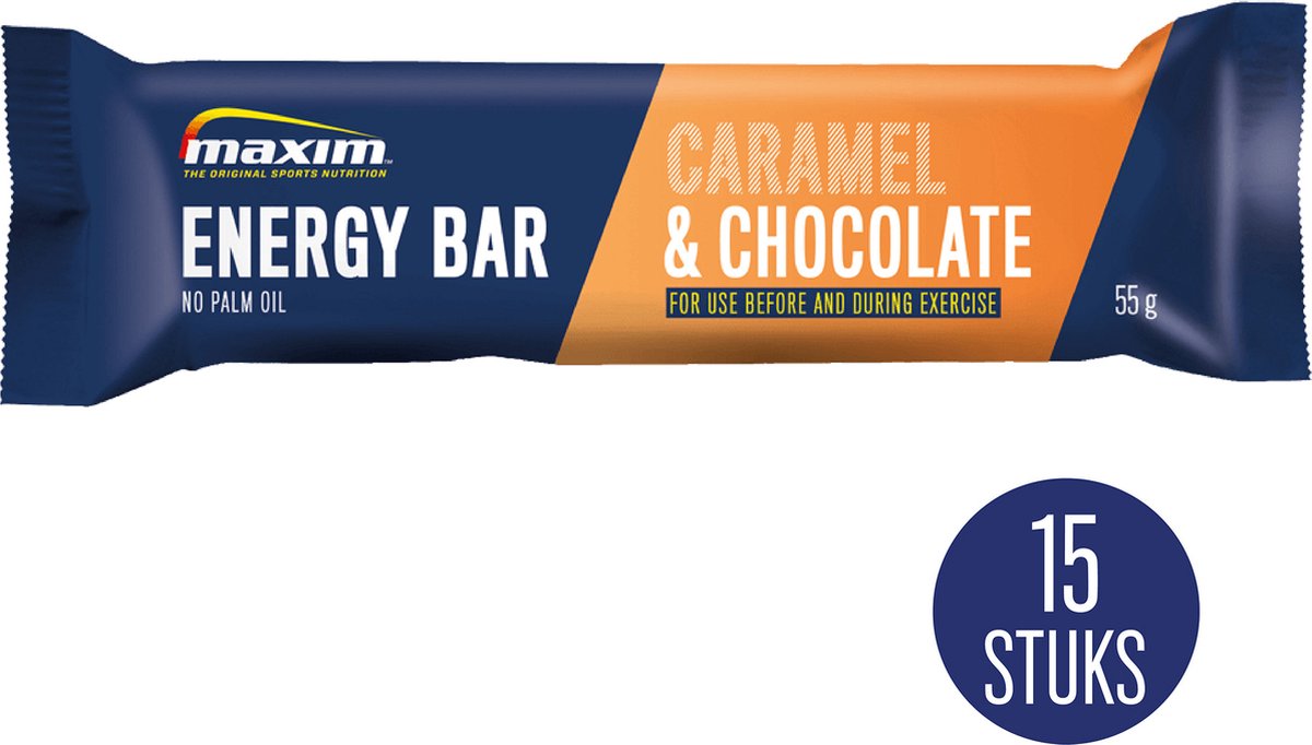 Goedkoopste Maxim Energy Bar - 15 x 55g - Energierepen - Sportvoeding - Caramel Chocolate