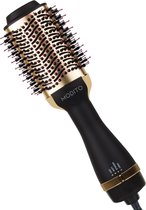 Modito 3-in-1 föhnborstel - Keramische magic brush - Airstyler - Krullen/lang/stijl - 1000W - Zwart/goud