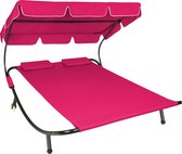 tectake® - ligstoel ligbed zonnebed voor 2 personen - Zonnebed Ligstoel - roze