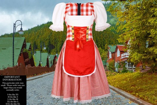 Benelux Wears - Boeren Tirol - Oktoberfest - 1-Delig Dirndl Jurk - Bierfeest - Pearl Girl - Verkleedkleding - Maat M - 38