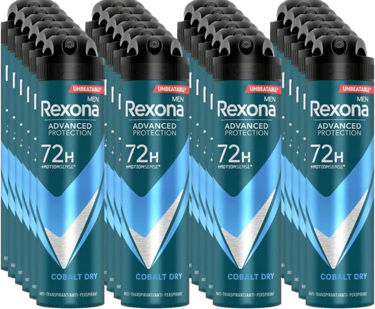 Goedkoopste Rexona Deospray Men Dry Cobalt 24 x 150 ml - Voordeelverpakking