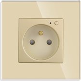 SmartinHuis - Slim enkelvoudig stopcontact - Penaarde - Goud - Kristalglas