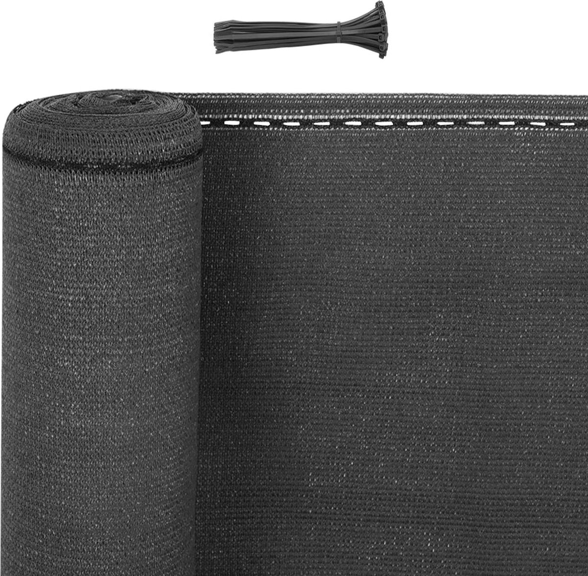 BukkitBow Privacy Scherm Antraciet 180g m² Schaduwend: 85% Temperatuurbestendig Inclusief 50 Kabelbinders 1.8x15m