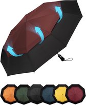 Compacte reisparaplu Groot stormbestendig - Automatische zakparaplu voor mannen en vrouwen, dubbel geventileerde luifel 210T Teflon coating 102 cm spanwijdte 9 ribben paraplu