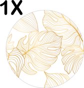 BWK Stevige Ronde Placemat - Wit met Gouden Palm Bladeren - Set van 1 Placemats - 40x40 cm - 1 mm dik Polystyreen - Afneembaar