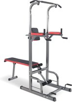 NewWave® - Power Fitness Station - Home Gym Gear - Power Tower Met Pull Up Bar, Bench, Dip Grepen, Buikspierkussen - All-In-One