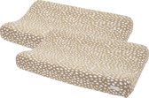 Meyco Baby Cheetah aankleedkussenhoes - 2-pack - taupe - 50x70cm