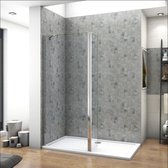 85x200cm inloopdouche + 30x200cm draaibaar hoekprofiel + 45cm Stabilisatiestang 8mm NANO EasyClean veiligheidsglas douchescherm