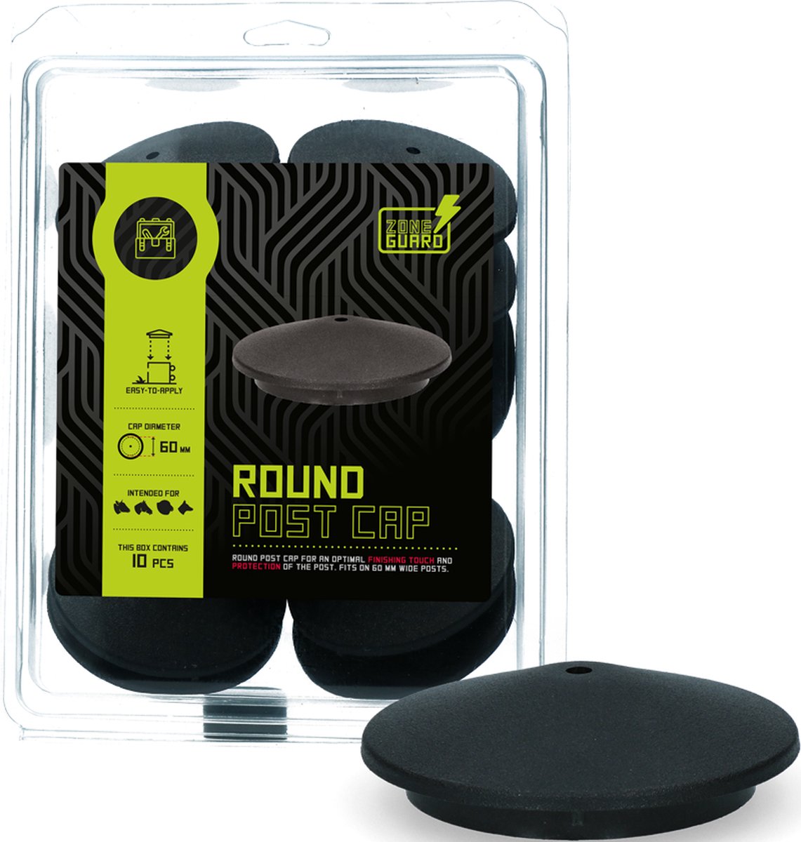 ZoneGuard Rond paalkapje 10 stuks 60mm