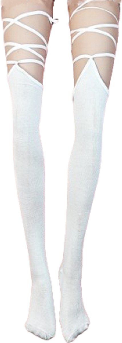 Goedkoopste BamBella® - Erotische Dikke kousen dames - Sexy hoge sokken Wit
