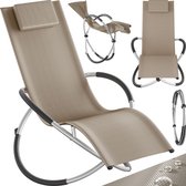 tectake® - ligstoel ligbed zonnebed - ergonomisch, opvouwbaar - Draagkracht 150 kg - beige -