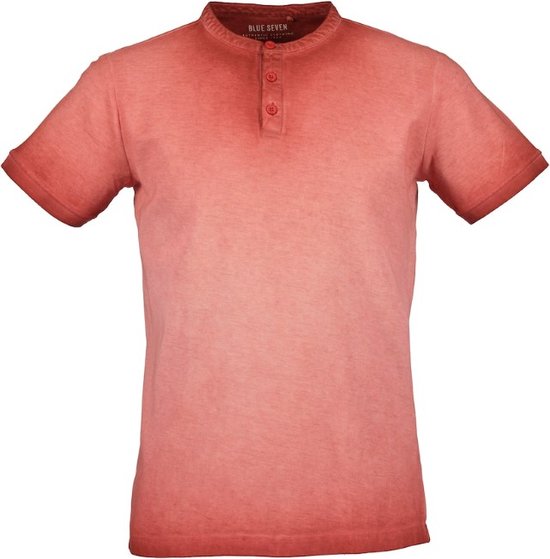 Blue Seven heren shirt - shirt henley heren - 302775 - rood - met knoop - korte mouwen - XL