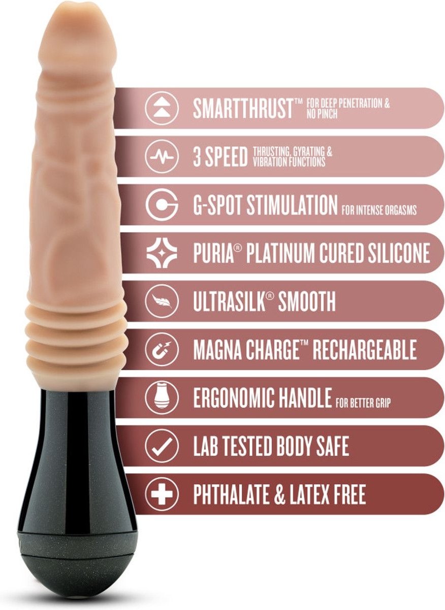 Goedkoopste Dr. Skin Silicone - Dr. Knight - Stotende en Vibrerende Dildo - Beige
