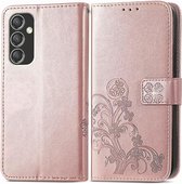 Geschikt voor Samsung Galaxy A55 5G - Wallet Sase met 3 kaartsleuven - Book Case Hoesje - Roze