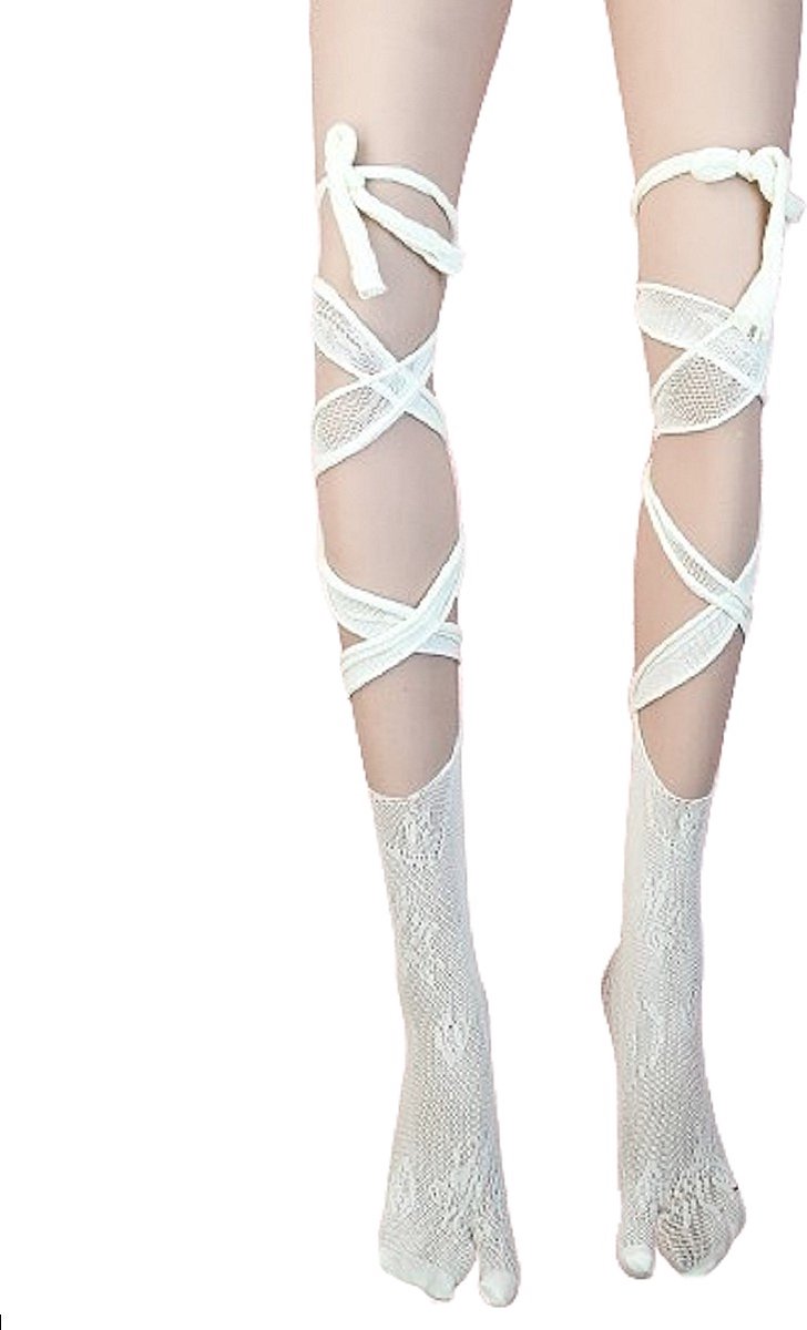 Goedkoopste BamBella® - Erotischegaten gaas panty kousen dames - Sexy hoge sokken Wit