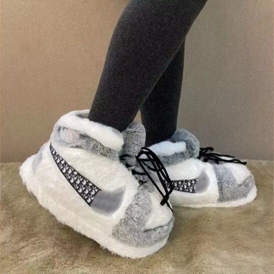 Footzynederland®J1 cozy Grey - Sneaker sloffen - nike stijl - One size fits all - Pantoffels - jordan