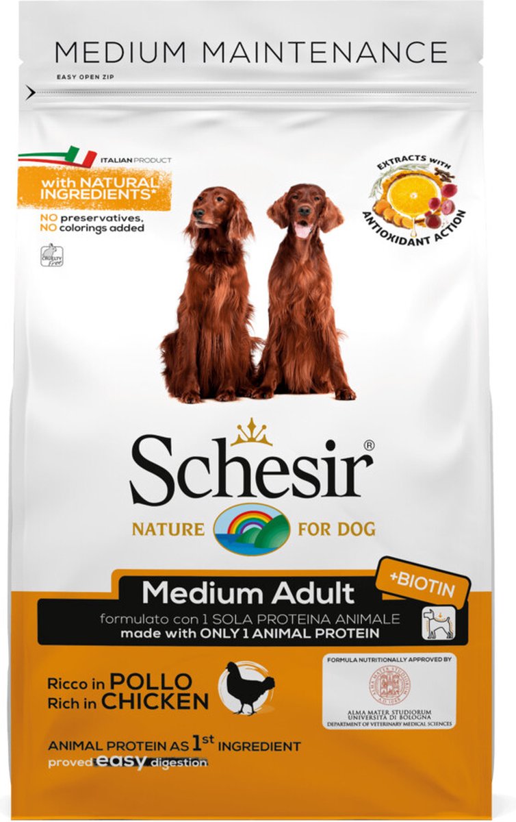 4x Schesir Hond Dry Maintenance Medium Kip 3 kg
