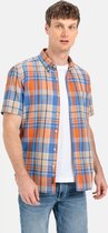 camel active Shirt met korte mouwen en ruitpatroon - Maat menswear-XL - Blauw-Oranje