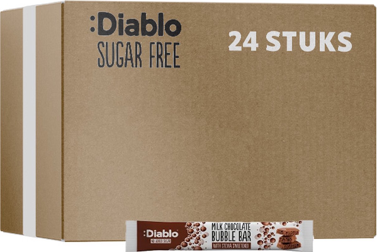 Goedkoopste Diablo | No Added Sugar | Milk Chocolate Bubble Bar | 24 Stuks | 24 x 30 gram