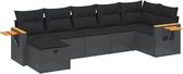 vidaXL - 7-delige - Loungeset - met - kussens - poly - rattan - zwart