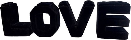Display voor Ringen - Sieradenhouder - LOVE - Fluweel - 22x7 cm - Zwart