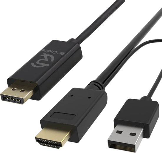 Foto: Hdmi naar displayport 4k ultra hd 60hz usb voeding actieve kabel 1 8 meter