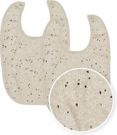 Meyco Baby Rib Mini Spot slab met drukknoop - 2-pack - sand melange