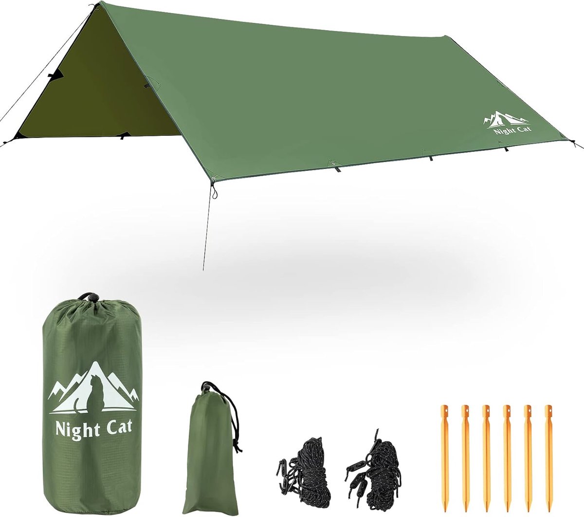 Hangmat, regenvlieg, camping, tarp, multifunctioneel, licht, waterdicht, zonwering, uv-bescherming, UPF 50+, voor bos, park, achtertuinen (360 x 300 cm) - Merkloos
