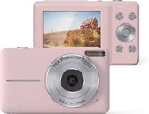 Digitale camera- Roze- 32GB micro-geheugenkaart met 2batterijen- 1080P compactcamera- 44MP camera- HD vlogging-camera- draagbare minicamera met 2,5 inch LCD-scherm-2 batterijen