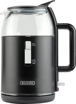 Bourgini Glazen Waterkoker - Mat Zwart - Snoerloos te gebruiken - Gemakkelijk vullen door deksel - ruime 1.5L inhoud - BPA vrij
