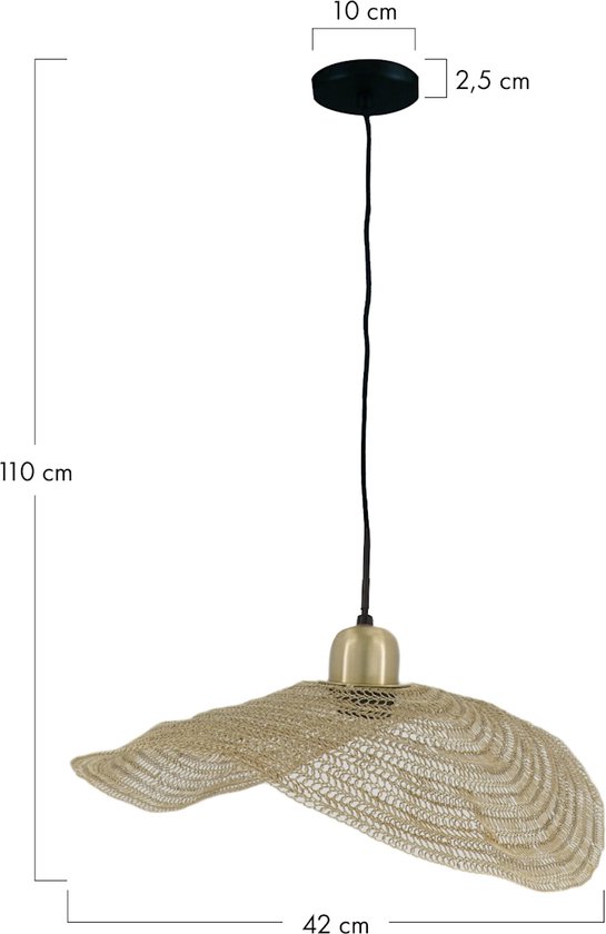 DKNC - Hanglamp Flare - Metaal - 42x42x6cm - Goud