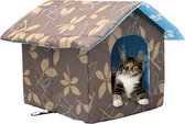 ALLGoods. Kattenhuis voor buiten - Kattenhok Waterdicht - Kattenhuisje Vastzetbaar - Bruin/Blauw