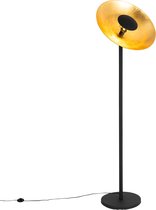 QAZQA magnax - Industriele Vloerlamp | Staande Lamp - 1 lichts - H 183 cm - Zwart Goud - Industrieel - Woonkamer | Slaapkamer | Keuken