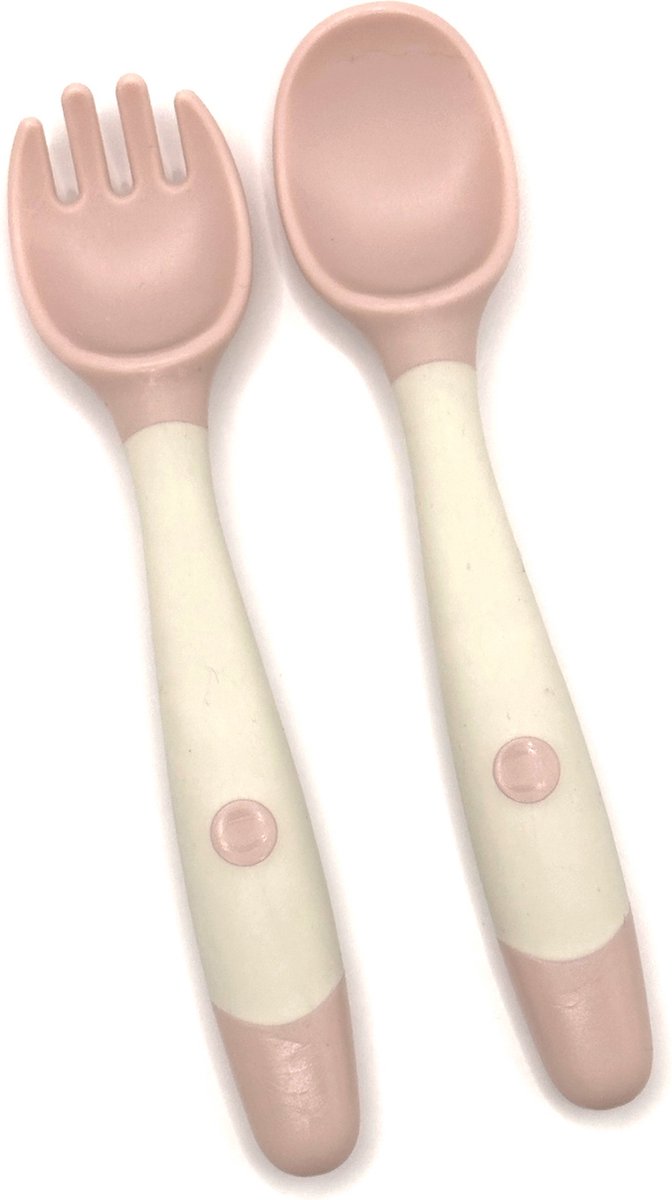 Goedkoopste Hypify® | Buigbare Vork & Lepel | Siliconen | Buigbaar | Veilig voor kinderen | Veilig materiaal | Roze | Speels eten!