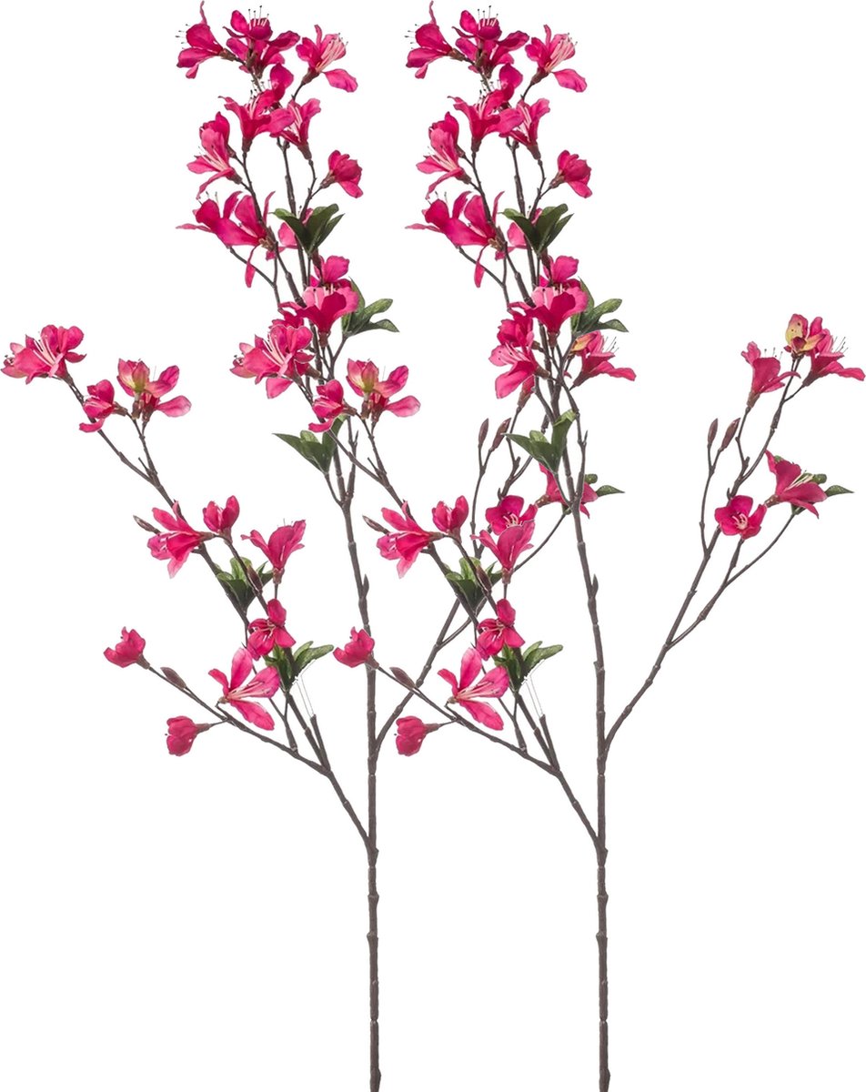 Emerald Kunstbloem Azalea bloesem - 2x - 90 cm - fuchsia roze - Kunst zijdebloemen