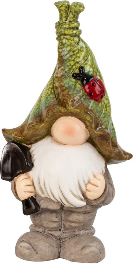 Kabouter/dwerg staand decoratie beeldje - met zwarte schep - H29 - kunststof