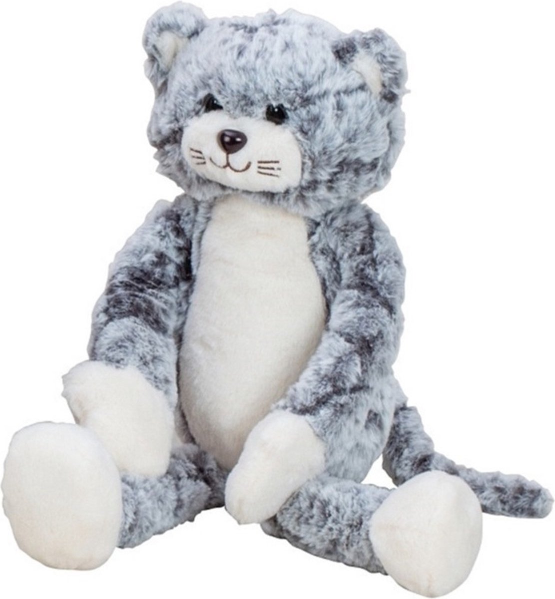 Pluche kat/poes knuffel - extra lange armen en benen - blauw - 50 cm
