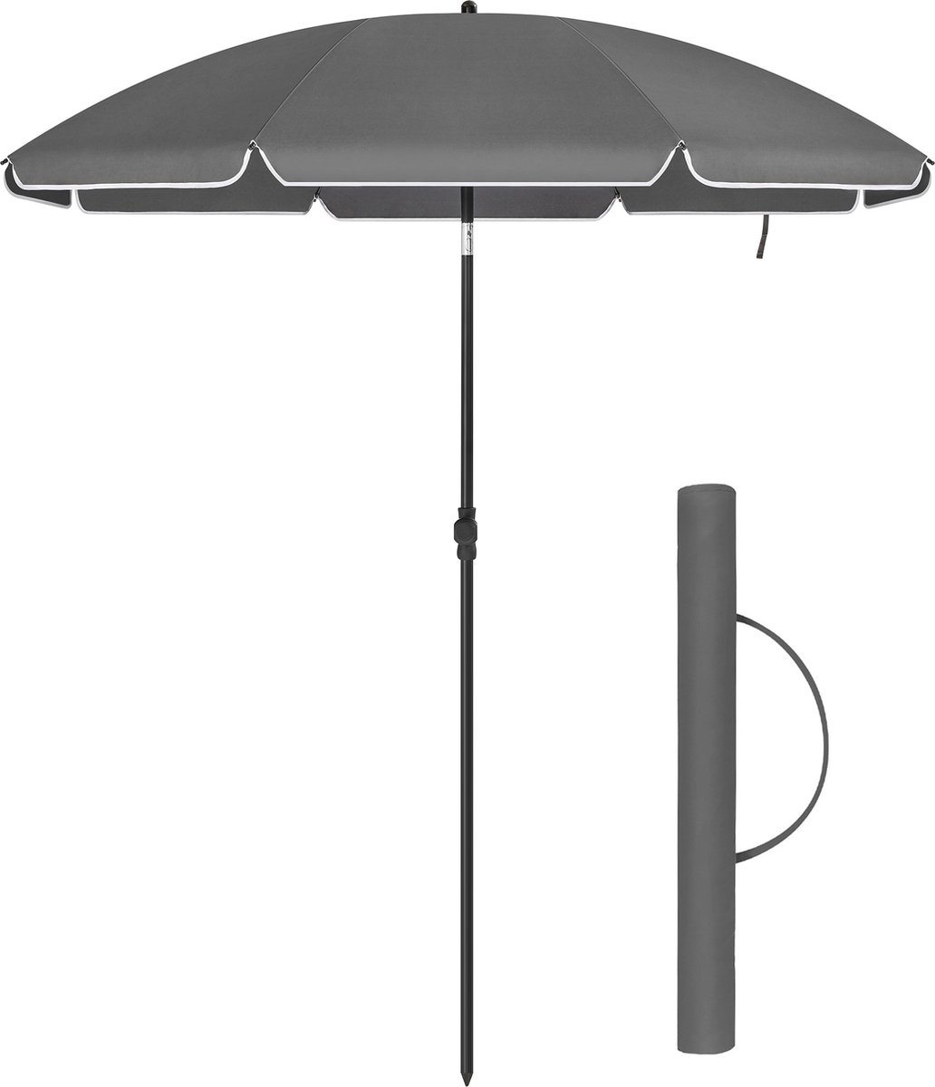 Bol.com ACAZA Parasol - Strandparasol - Donkergrijs - 200 cm diameter - inclusief Draagtas - Rond - Tuinparasol - Kantelbaar - W... aanbieding