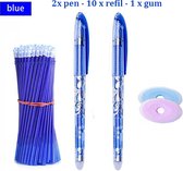 Uitgumbare Pennen 13-Delig I Balpennen I Gel Pen I 0.5mm Balpen I Blauw Inkt I 2 Pennen + 1 x Gum + 10x Penvulling