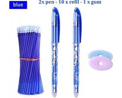 foto van Uitgumbare Pennen 13-Delig I Balpennen I Gel Pen I 0.5mm Balpen I Blauw Inkt I 2 Pennen + 1 x Gum + 10x Penvulling