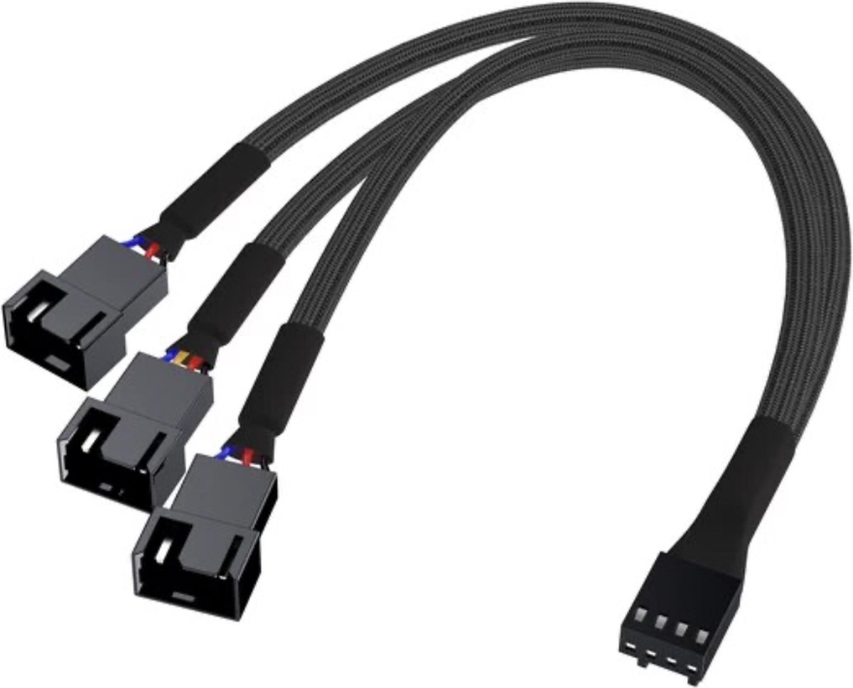 4-Pins PWM Ventilatorsplitter Kabel - Ventilatorhub Voor Tot 4 Behuizingsventilatoren - Verbeterd Kabelmanagement
