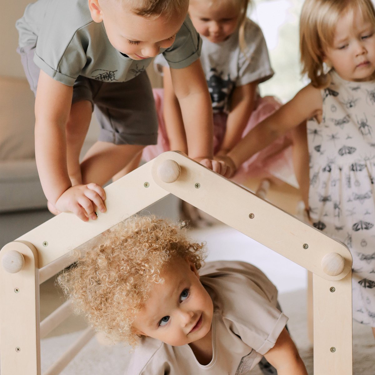 Ette Tete Mopitri - Houten Pikler klimrek met glijbaan - 4 segmenten - Verstelbaar - Open Ended play - Montessori - Klimtoren - Inklapbaar - Duurzaam — afbeelding 10