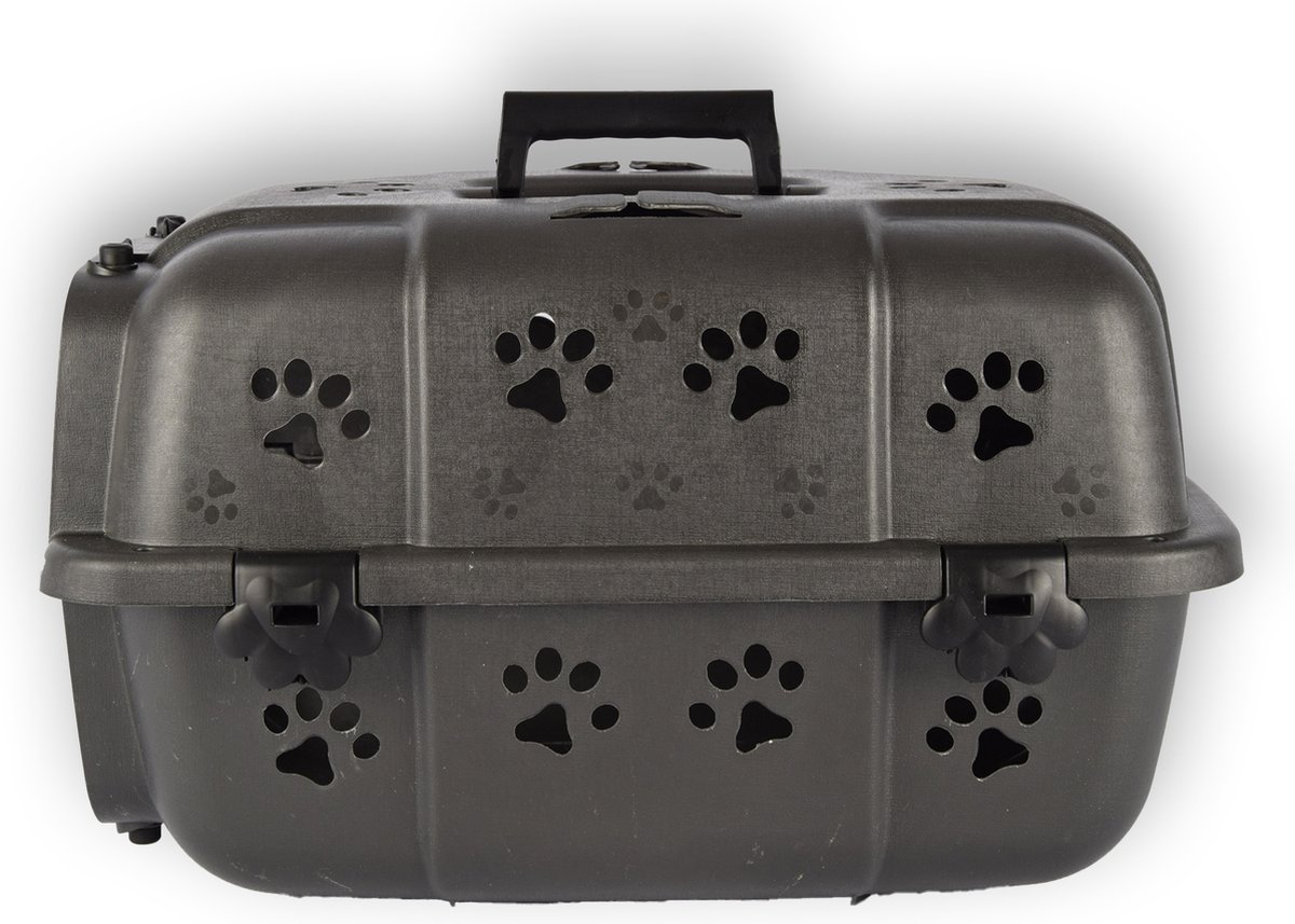 Dieren Transportbox voor Huisdieren - Polypropyleen - Zwarte Kleur - Met Vergrendelbare Deur - Geschikt voor Katten en Honden - Milieuvriendelijk Ontwerp - 48x30x32cm - discountershop