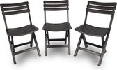 Set van 3 Zwarte Opvouwbare Klapstoelen - Lichtgewicht, Waterbestendig - Geschikt voor Binnen en Buiten - 41x34x78 cm - Plastic - Bijzetstoelen