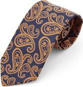 Tailor Toki Marineblauwe en oranje brede paisley stropdas van polyester voor heren